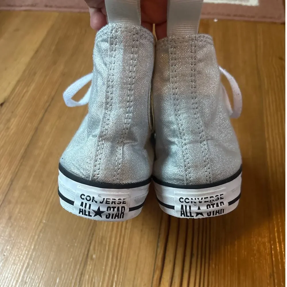 Converse All Star Chuck Taylor silver metallic‎ high top youth sneakers SIZE 5